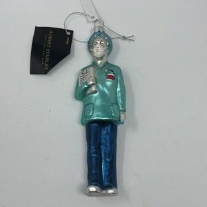 New Glass Christmas Ornament White‎ Female Nurse Scrubs 6”medical gift x-mas